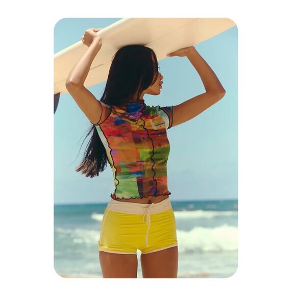 SEEA Leo SURF TOP MEDIUM Wavelength Stretch Cropped Beach Women's Surfer Swim - Picture 5 of 15